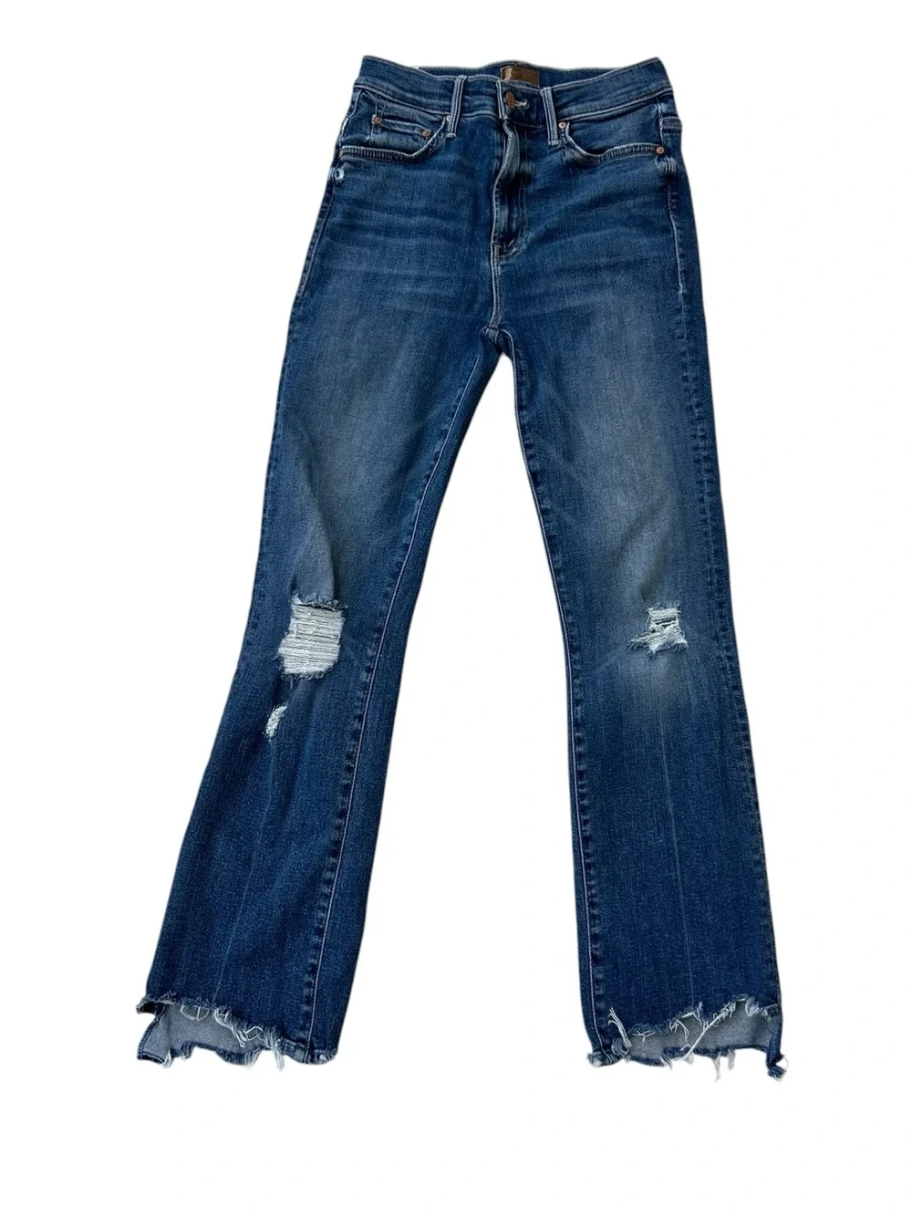 MOTHER Denim The Insider Crop Step Chew Jeans in Dancing On Coals Sz 25